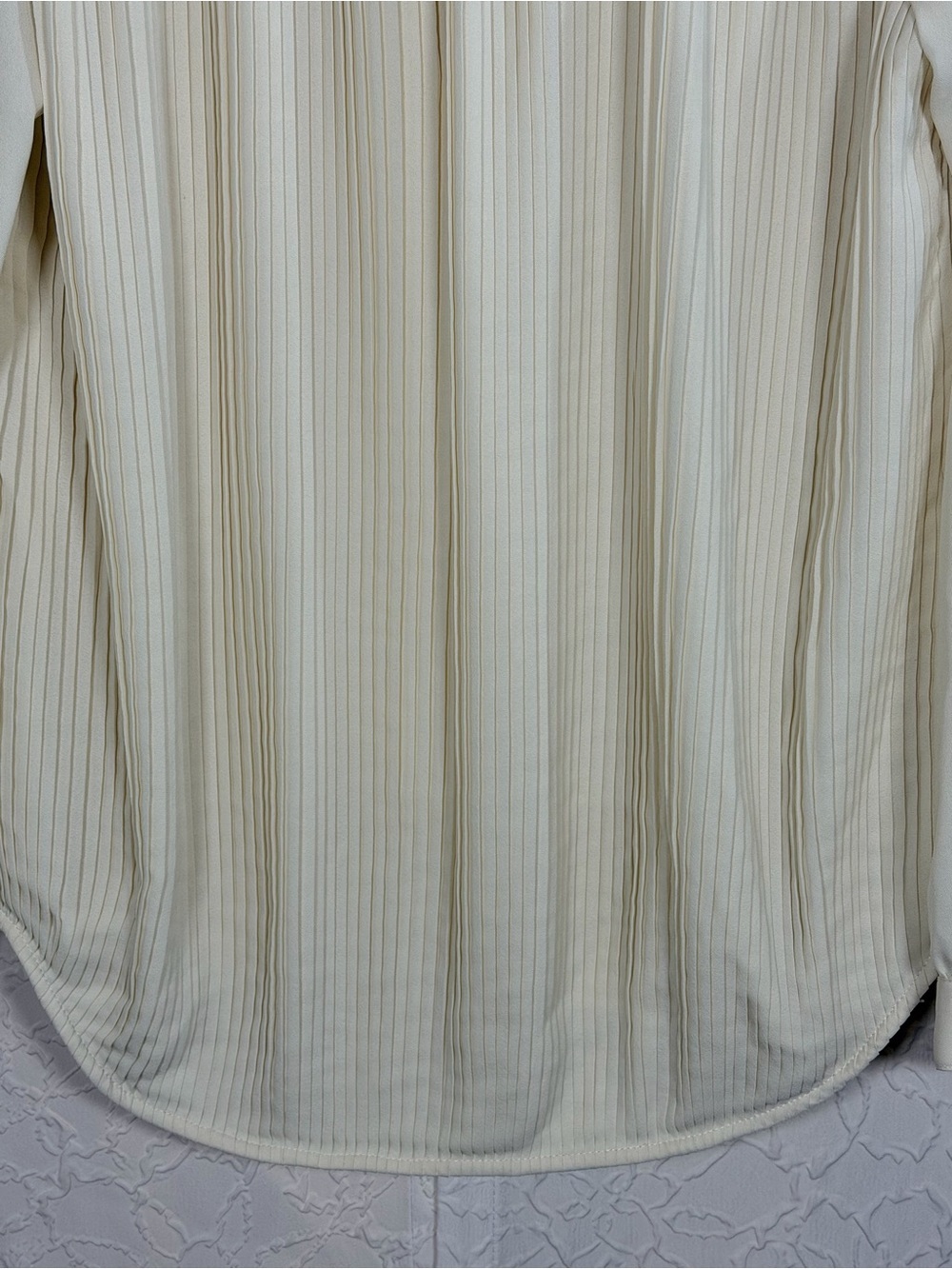 Treasure & Bond Cream Pleated Button Oversized Ruffle Collar Blouse Sz XS - Picture 9 of 13